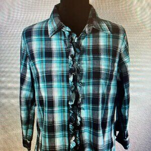 Love Potion Women's Plaid Rubble Button-Up Shirt - Size L